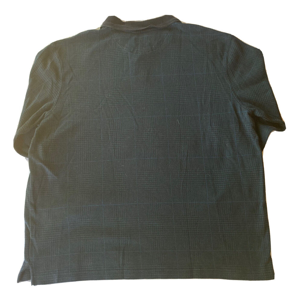 Haggar Shirt Sz XL Long Sleeve Polo Teal Black Collared Casual Autumn Comfy Mens - Picture 5 of 8